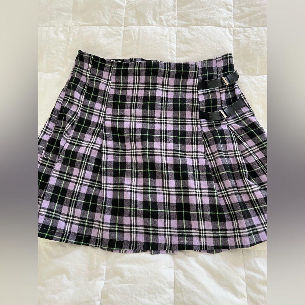 Plaid Skirt green and purple